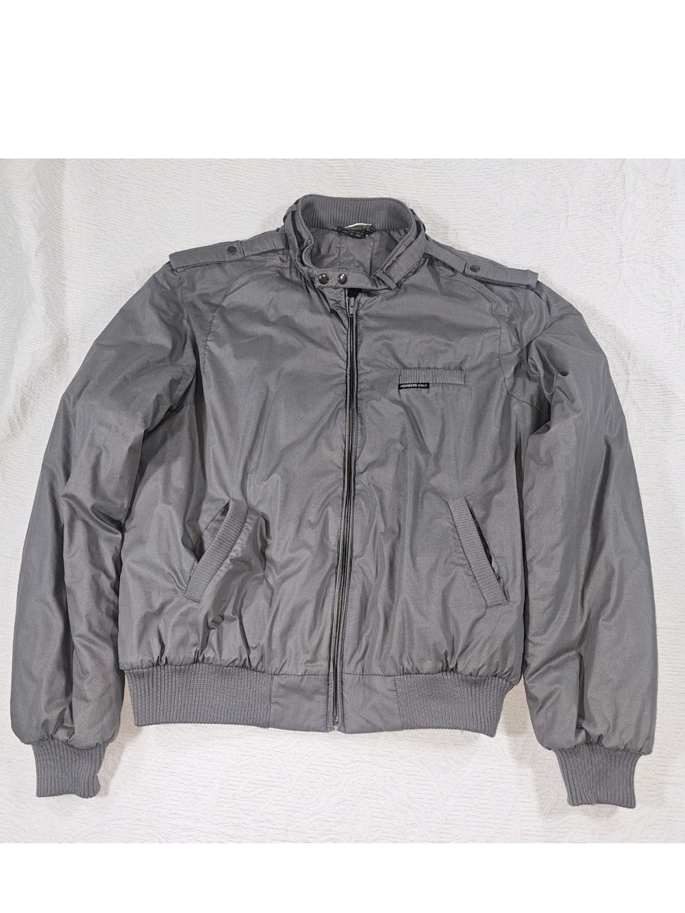 Vintage Members Only Jacket Mens 44L Gray Bomber Full Zip Iconic Racer 80s Retro